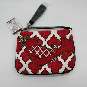 Brighton Love Dove Pouch New Crossbody Bag Purse Canvas Leather Red Bird Holiday